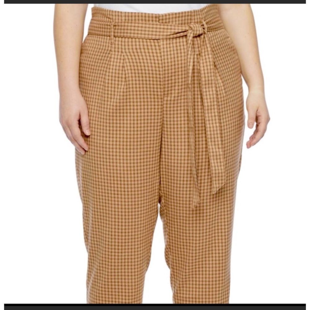 LIZ CLAIBORNE PLAID CARAMEL PANTS SZ 14